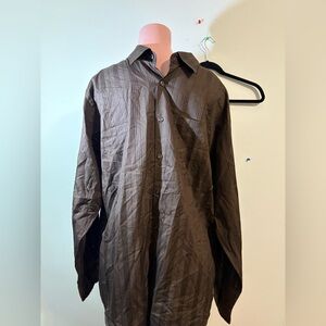 Murano Mens Shirt X-Large Button Up Long Sleeve Cotton textured Brown NWT
